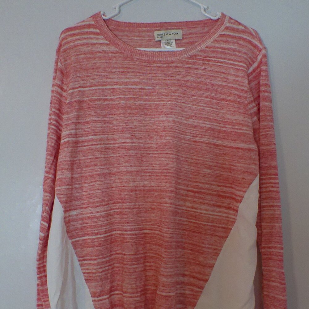 Jones New York Sport Coral Space Dye Layered Hem Sweater Top Women’s XL Light